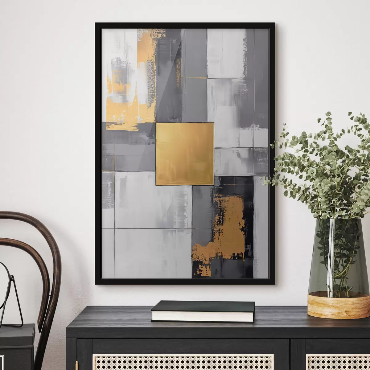 Poster Abstractie met een vierkant in het midden f41846