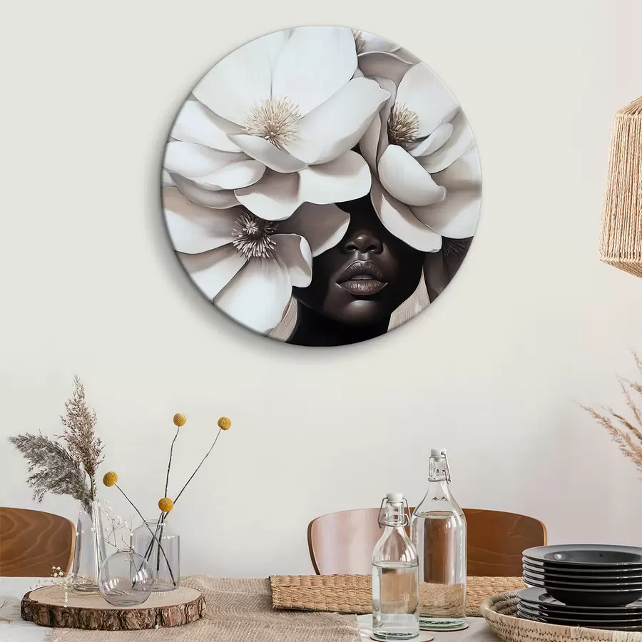  Peintures Une femme avec des fleurs sur la tête r39899