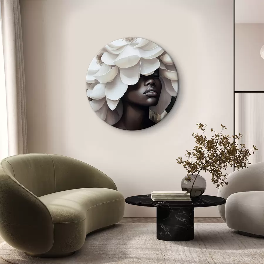 Papier peint photo Une femme avec des fleurs sur la tête r40123