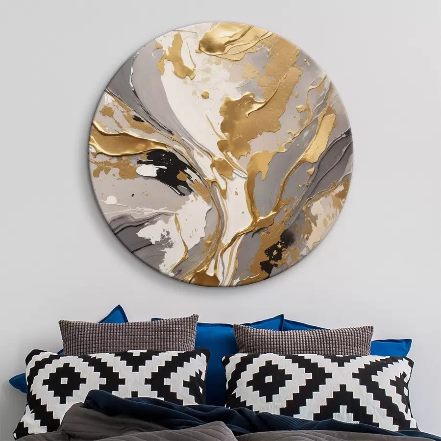  Schilderijen Abstracte vloeiende beweging met metalen accenten r35656