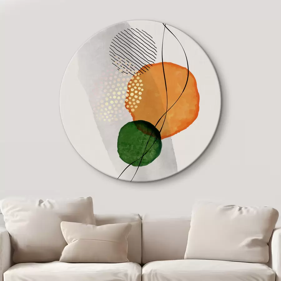  Schilderijen Abstracte harmonie: Cirkels, lijnen en een levendige stroom r35932