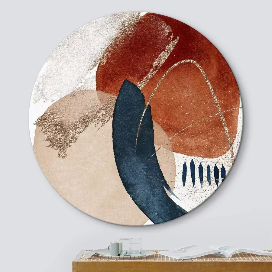  Schilderijen Abstracte reis: Terracotta en diepblauwe harmonie r35954