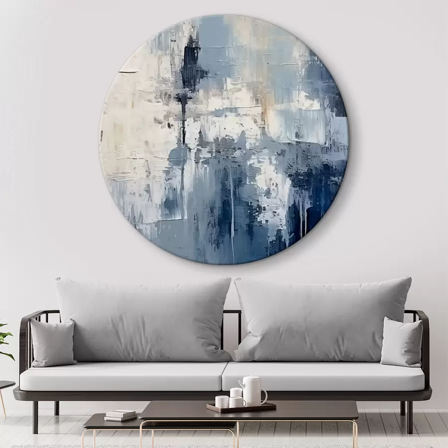  Peintures Peinture à l'huile abstraite minimaliste, frottée, géométrique, tache, couleur bleu et blanc r38906