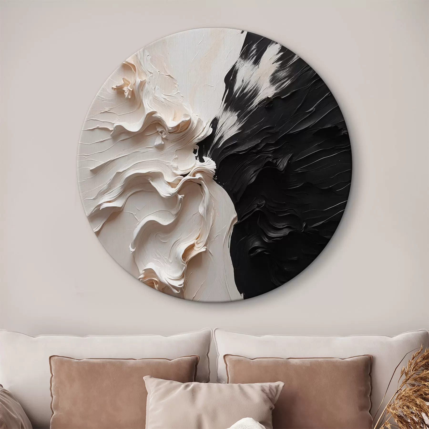  Peintures Peinture à l'huile abstraite aux couleurs blanches et noires r38300