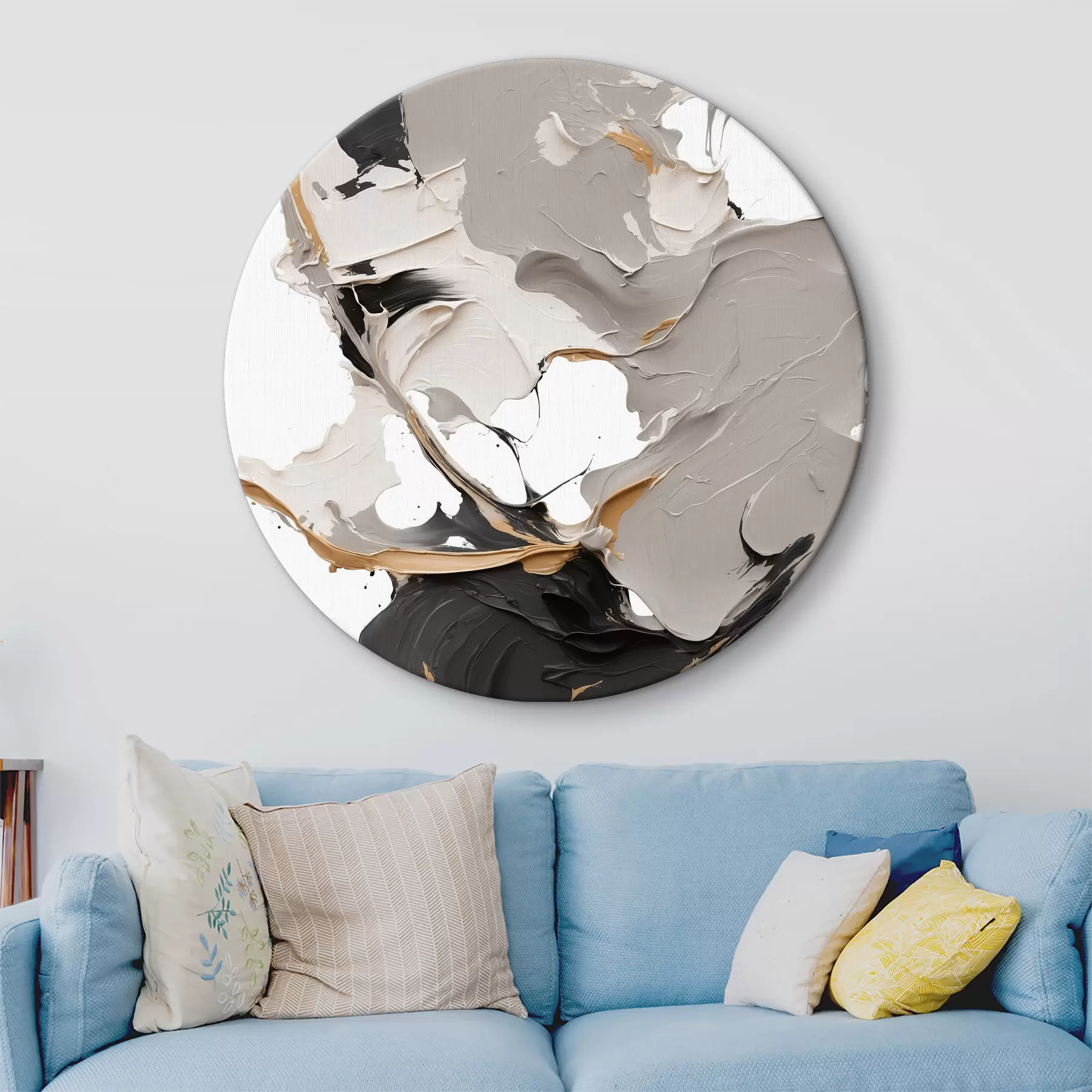  Schilderijen Abstract schilderij in witte en grijze kleuren r38855