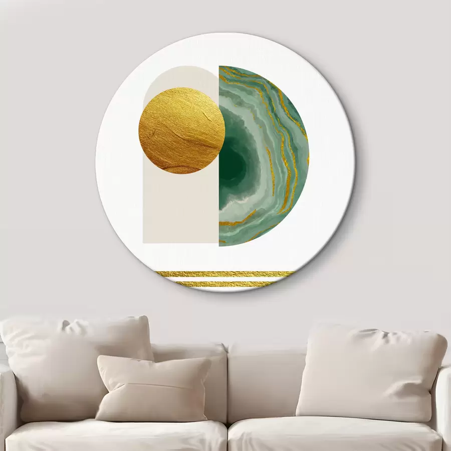  Schilderijen Abstracte vormen met groene accenten r35986