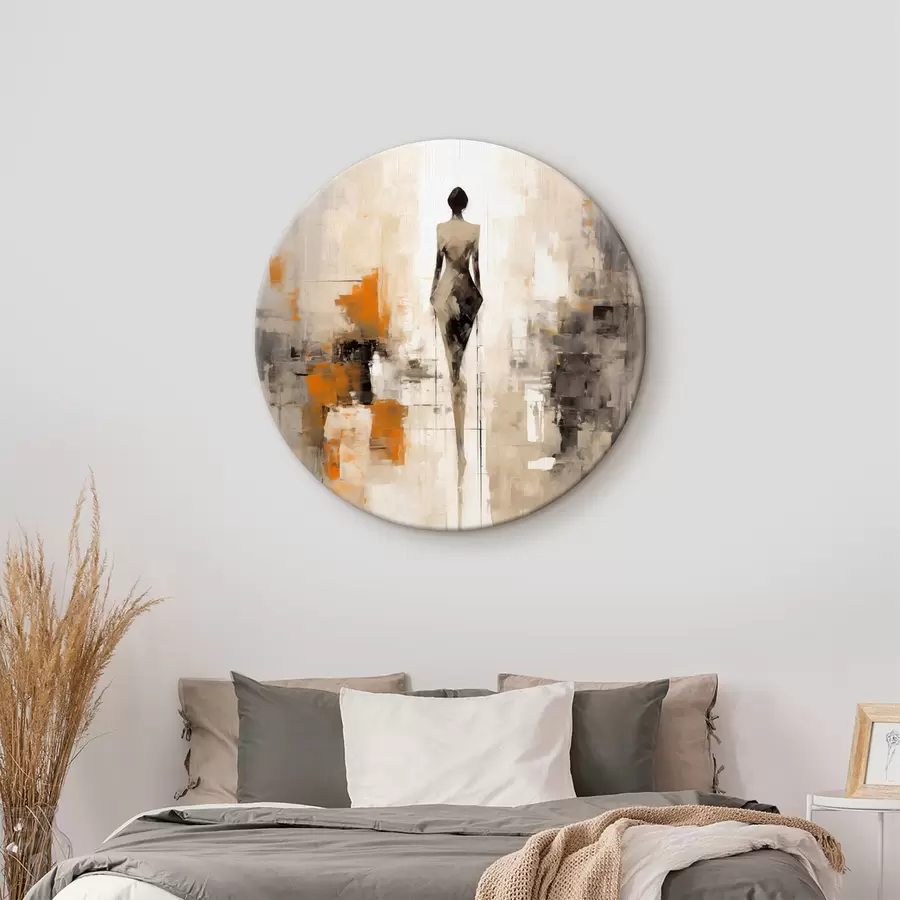  Schilderijen Abstract silhouet van een vrouw, imitatie van schaafwonden en penseelstreken r40485