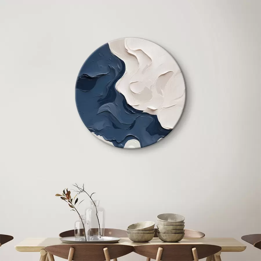  Schilderijen Abstractie met witte en blauwe olieverf r40058