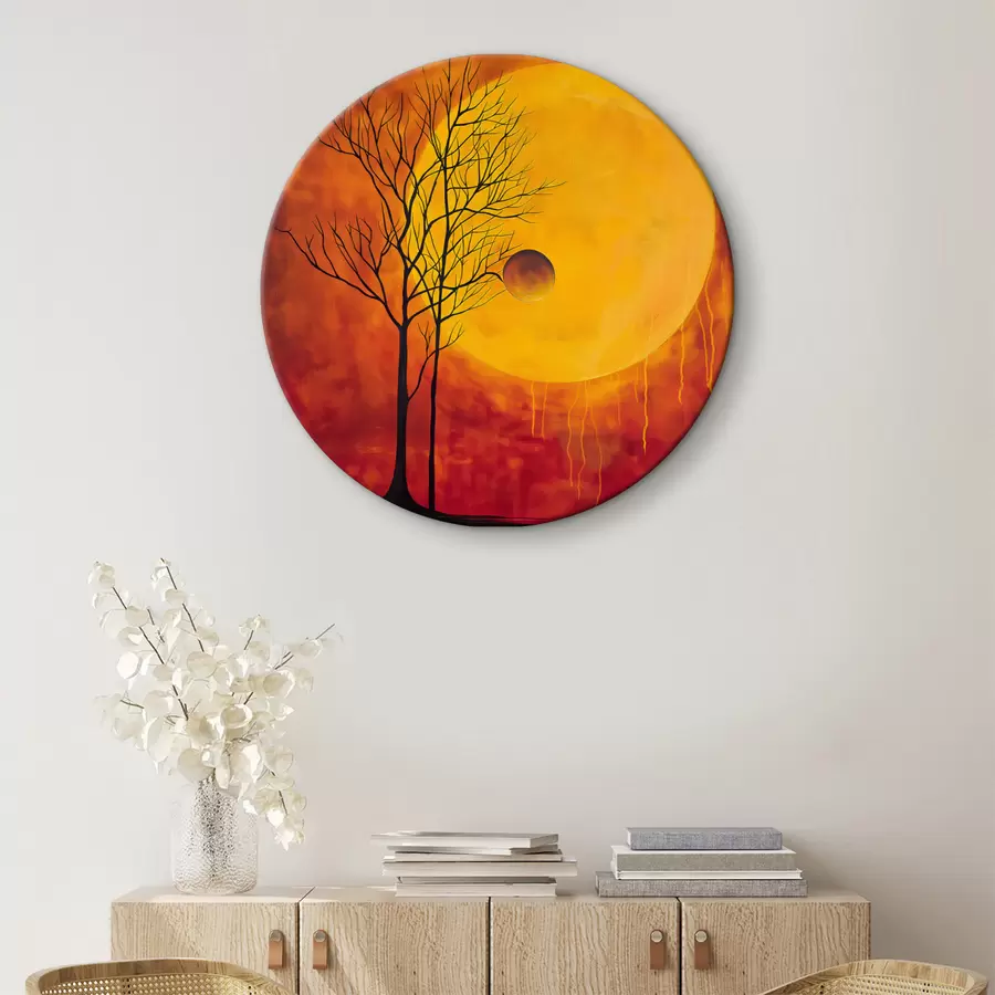  Schilderijen Abstractie, zon, rood, geel r40005