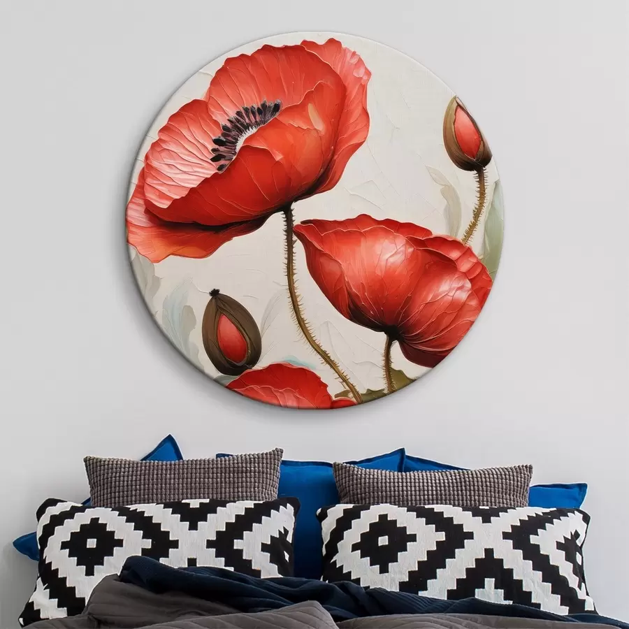  Peintures Beaux coquelicots rouges avec des peintures à l'huile r38734