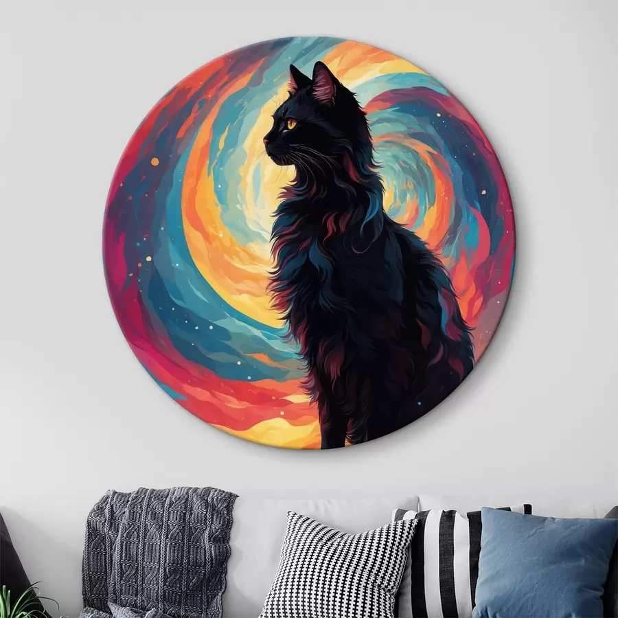  Schilderijen Zwarte kat op ruimteachtergrond r39370