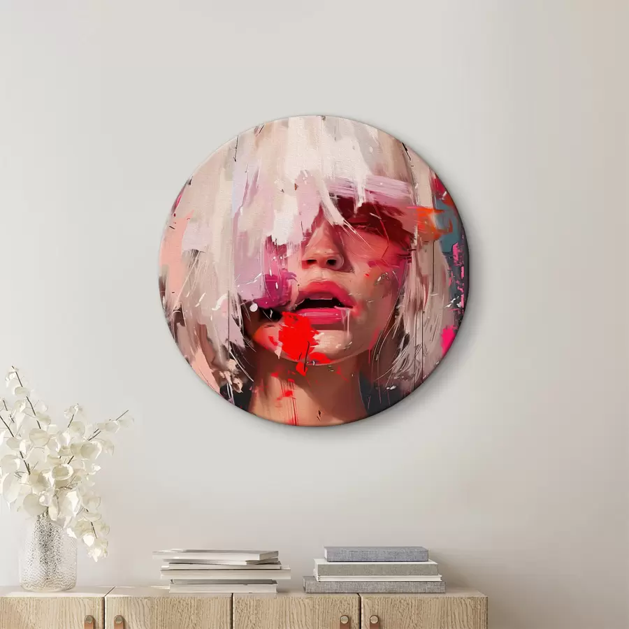  Schilderijen Blond meisje met een vierkante bob en gekleurde verf r40110