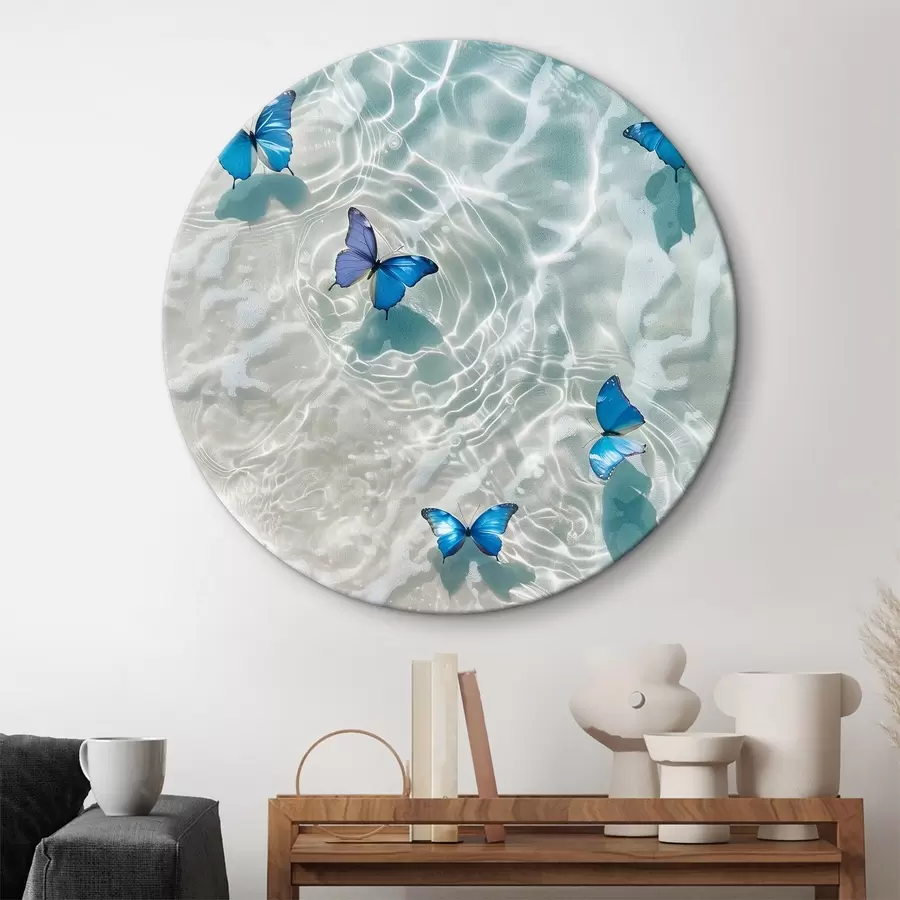  Schilderijen Blauwe vlinders op een zeegolf r39228