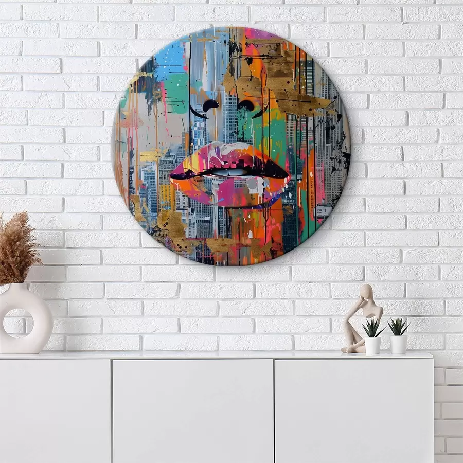  Schilderijen Blauwe ogen en uitzicht op de stad r39800