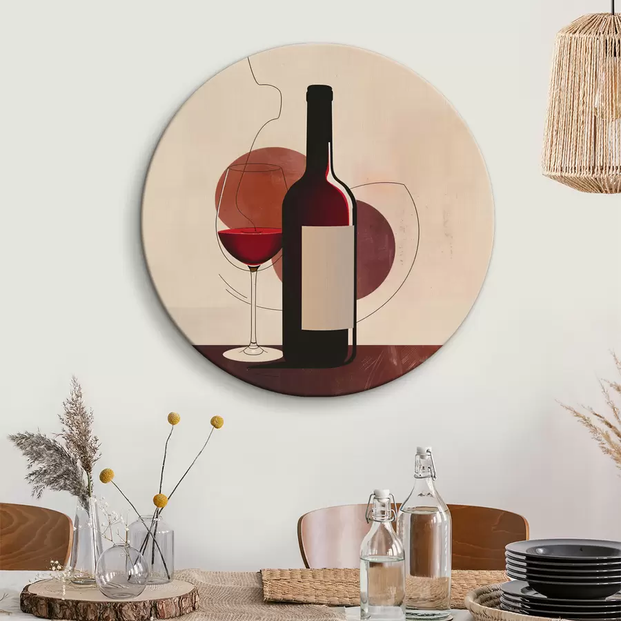  Schilderijen Fles wijn en glas met wijn r40191