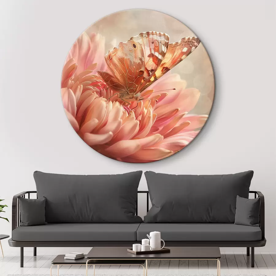 Peintures Papillon sur un gros bouton floral r39071