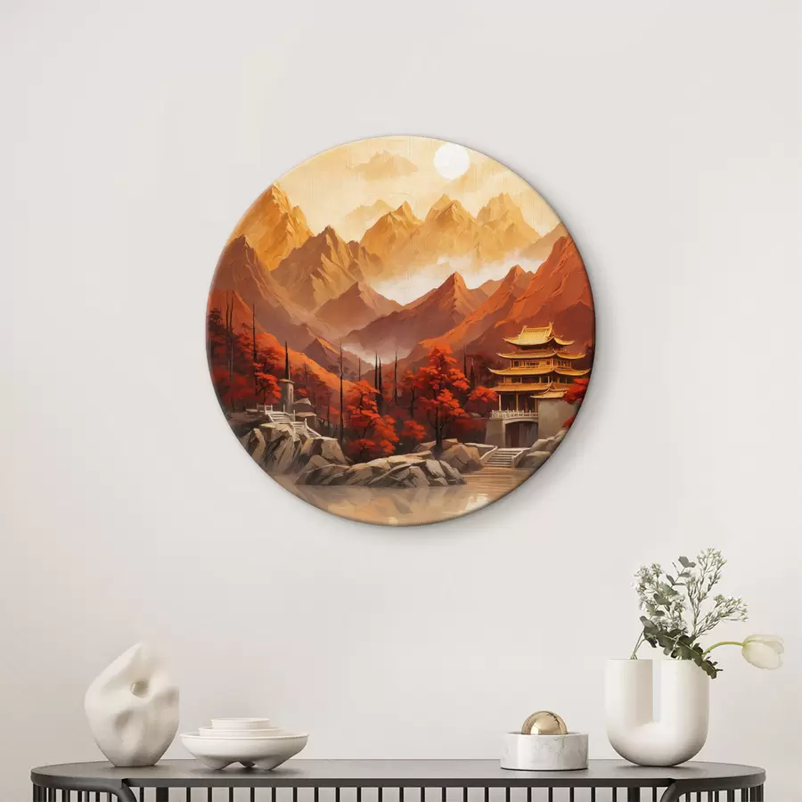Fotobehang Chinees historisch gebouw in de bergen r40330
