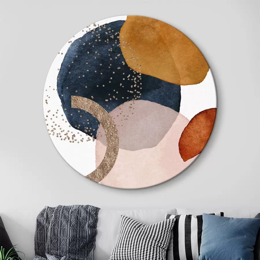  Schilderijen Kosmische lagen: Diepblauw en aardse accenten r35955