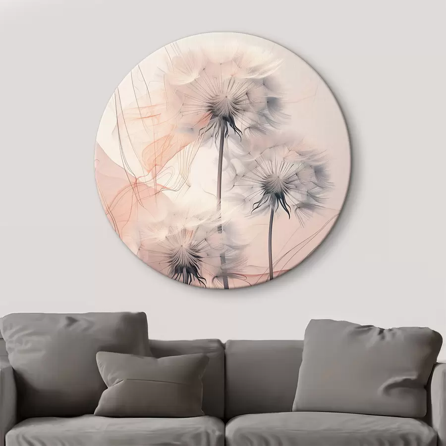  Schilderijen Gevoelige paardebloemen op een abstracte achtergrond r39199