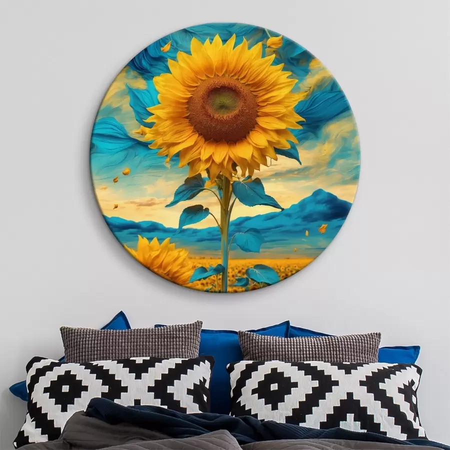  Schilderijen Veld met zonnebloemen over abstracte hemel r39367