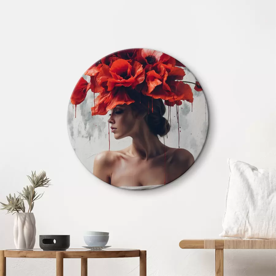  Schilderijen Meisje met klaprozen op haar hoofd r40338