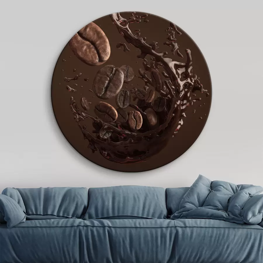  Schilderijen Grafisch effect van koffie en koffiebonen r37176