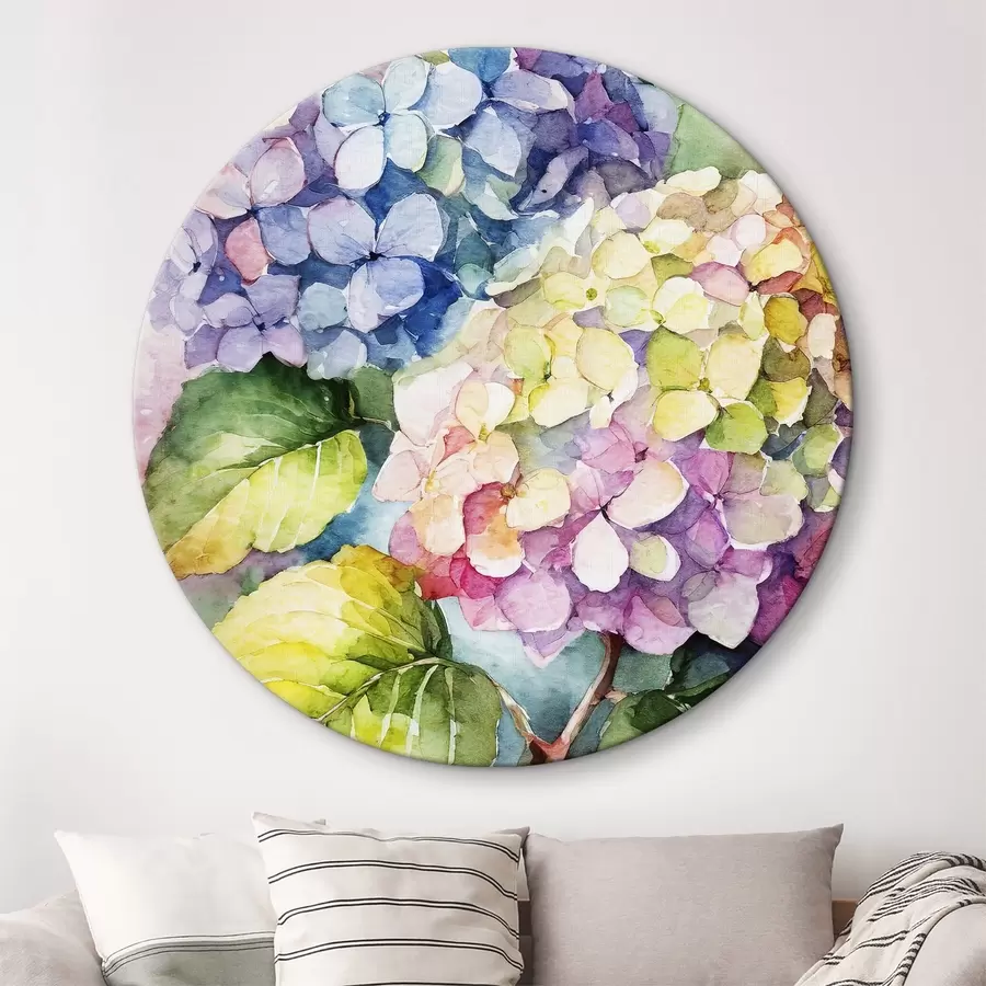  Schilderijen Hortensia aquarel, zomerbloemen, natuurlijke kleuren r37342