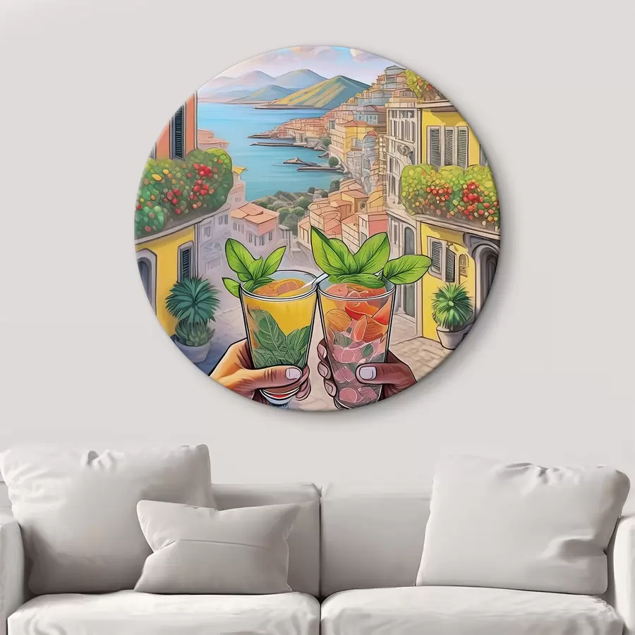  Peintures Ville italienne, côte maritime, cocktails, vocation, architecture, été, aquarelle r38392