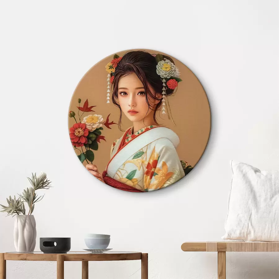  Schilderijen Japanse vrouw in een prachtige kimono r40108