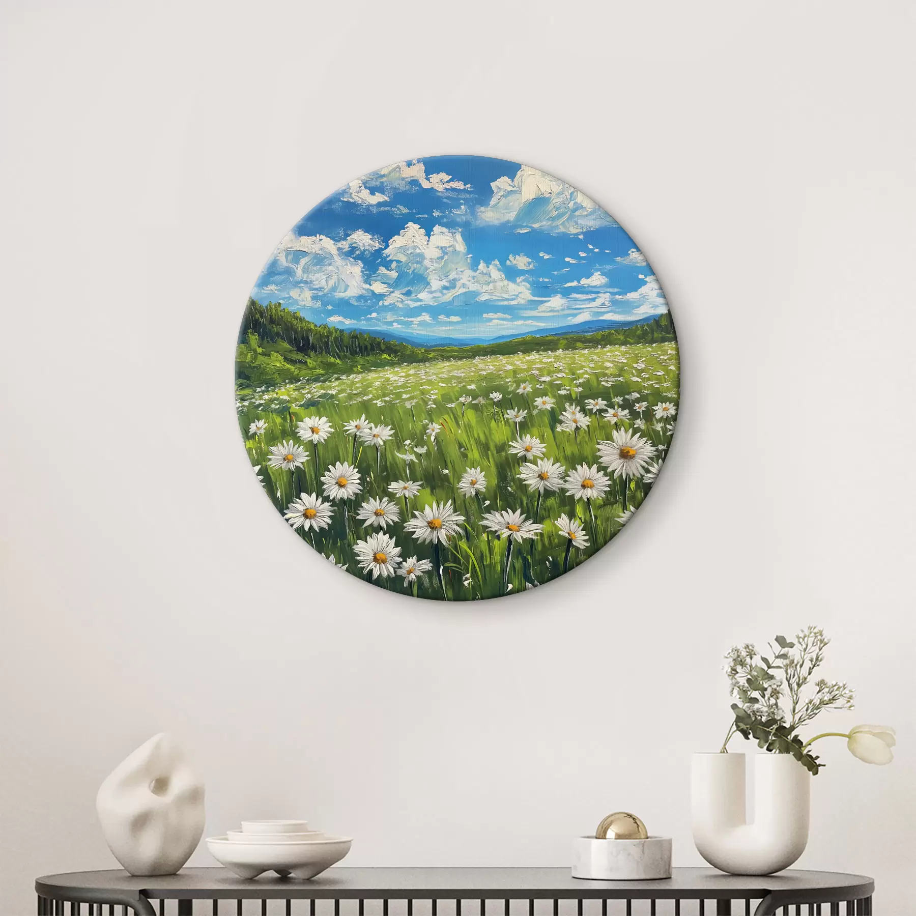 Papier peint photo paysage de marguerites sur le terrain r40255