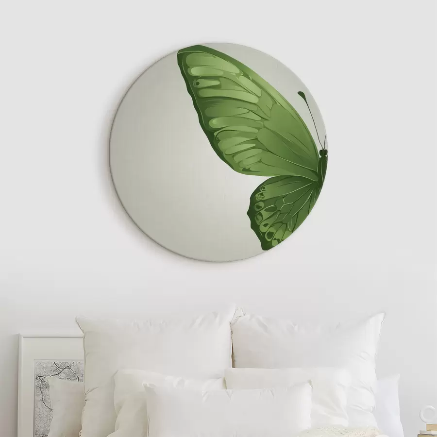  Schilderijen Linkervleugel van groene vlinder op witte achtergrond r40062