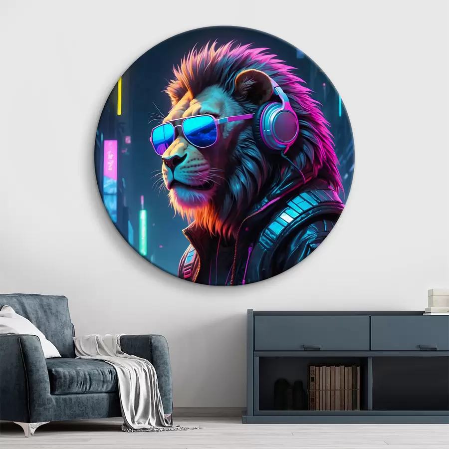  Schilderijen Leeuw tegen heldere stadsachtergrond r38169