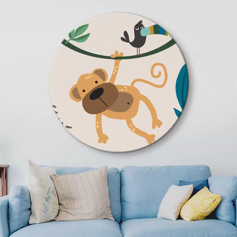  Schilderijen Aap in de jungle in safaristijl, boho r39094