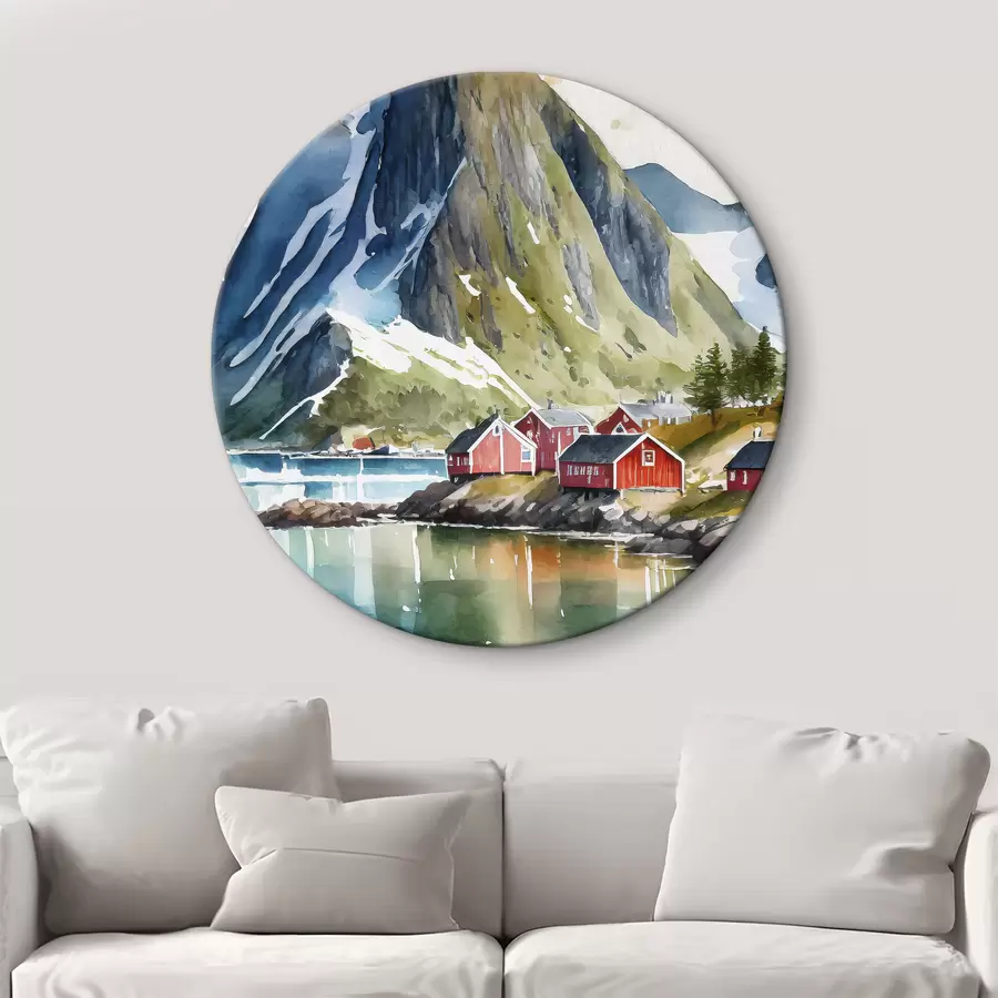  Schilderijen Noorwegen, natuur, aquarel, Lofoten r36685