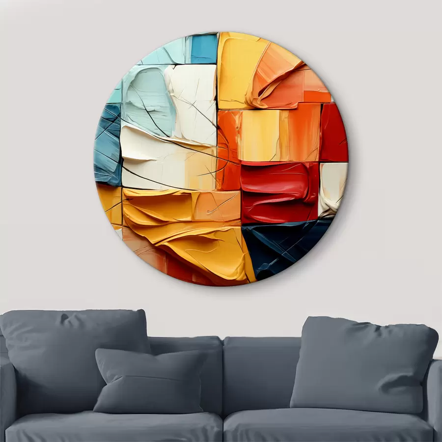  Schilderijen Stukken heldere verf met scheuren, vierkanten, kubismeschilderij r39196