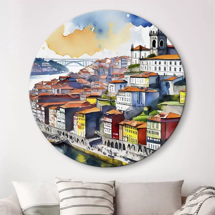  Schilderijen Porto stad aquarel, Portugal, bouwkundige tekening r36680