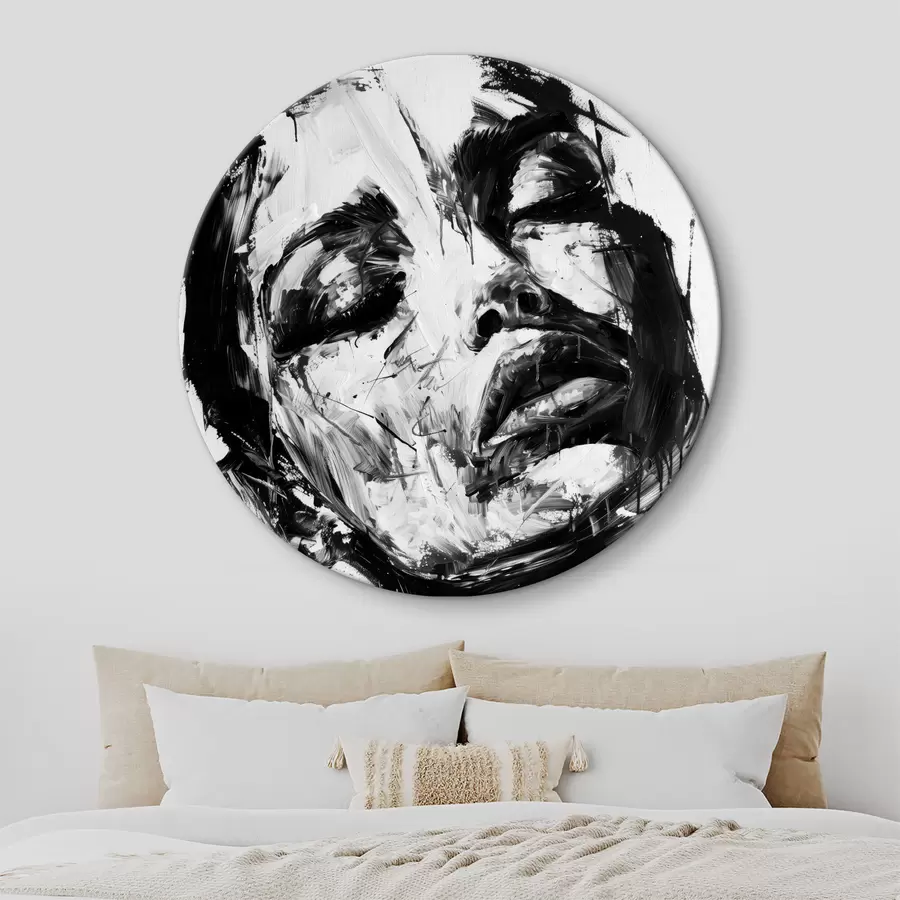  Schilderijen Portret van een vrouw met zwarte penseelstreken r38641