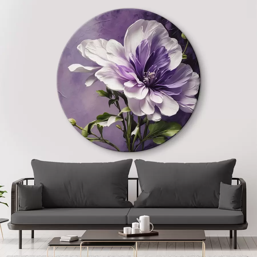  Schilderijen Paarse bloemen op paarse achtergrond r39368