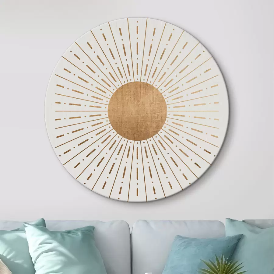  Schilderijen Stralende zonnestraal met gestructureerd cirkelvormig midden r35879