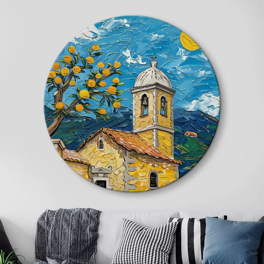  Schilderijen Simone Wunderlich: Frans dorp in indrukwekkend avondlicht r39656