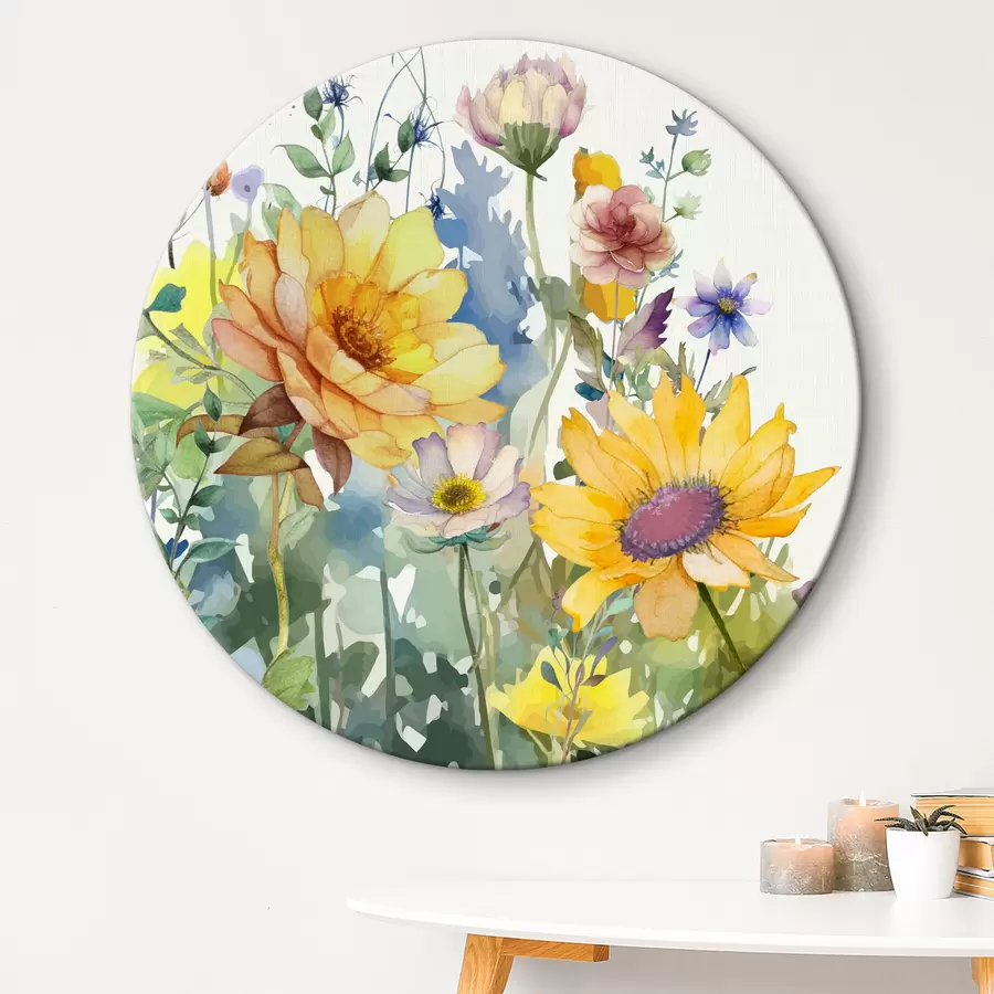  Schilderijen Zomerse aquarel wilde bloemen r39340