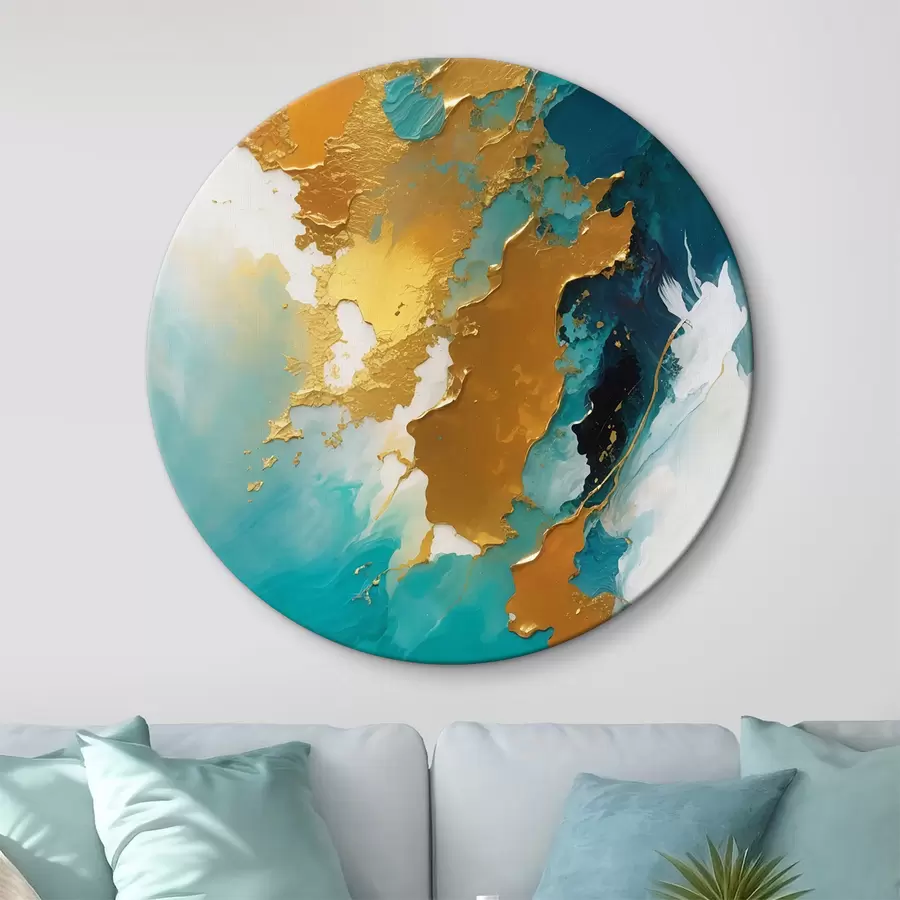  Peintures Composition fluide abstraite sarcelle et ambre r35823