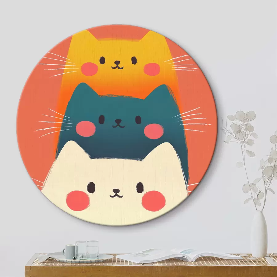  Schilderijen Drie veelkleurige abstracte katten r40431