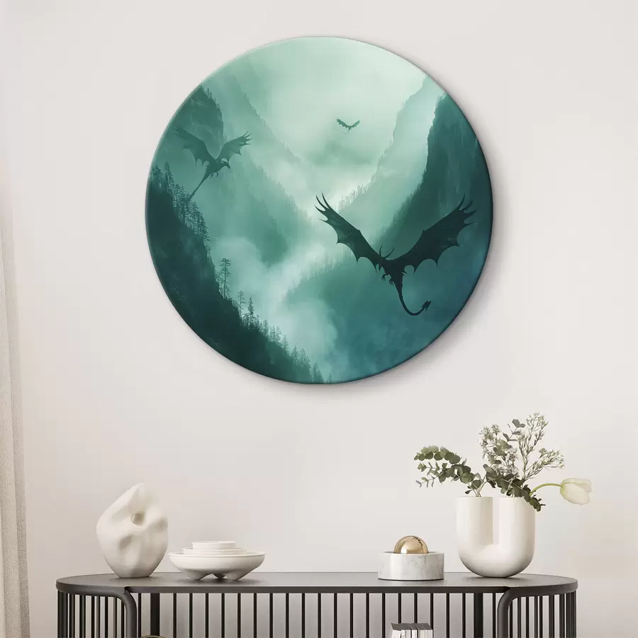  Schilderijen Twee draken, groen r40011