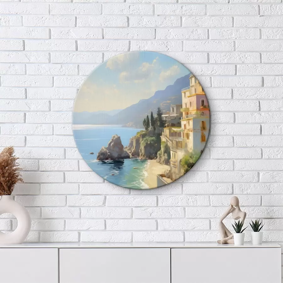  Schilderijen Uitzicht op de zeebaai, bergen in Italië vanuit het hotel imitatie van olieverfschilderij r40088