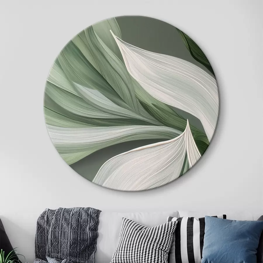  Peintures voile abstrait volumineux aux couleurs blanc et vert r39327