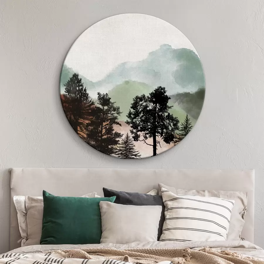  Schilderijen Aquarel berglandschap met bomen r36603