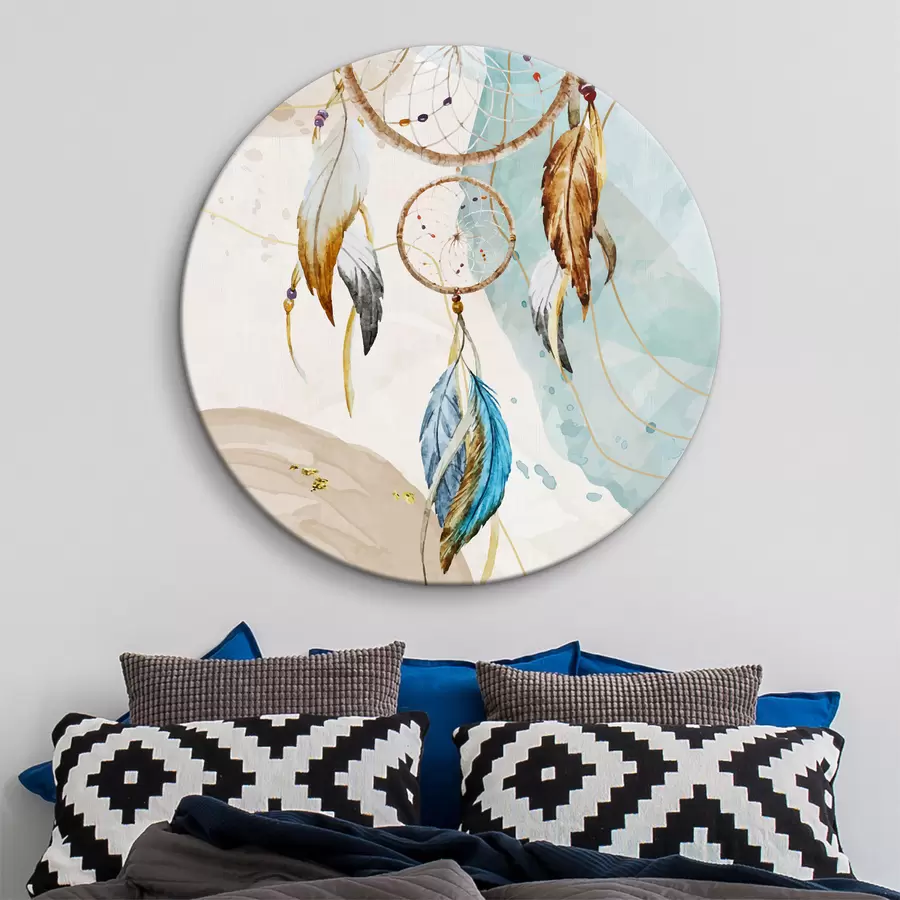  Schilderijen aquarel, dromenvanger, veren, pastel r38330