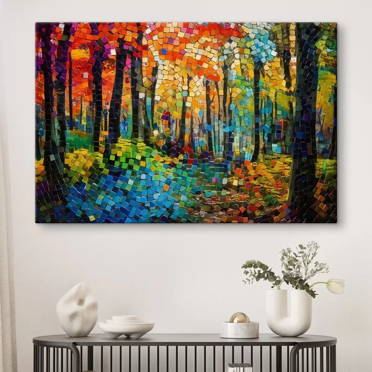  Schilderijen bos gemaakt van kleine mozaïektegeltjes s41995