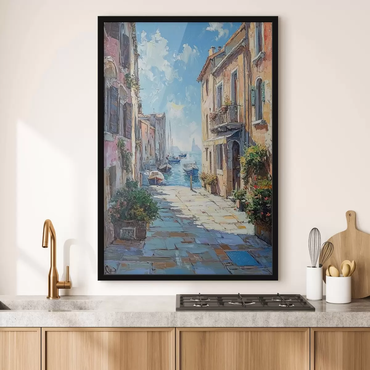Affiche Rue de Venise dans le style de la peinture à l'huile f42003
